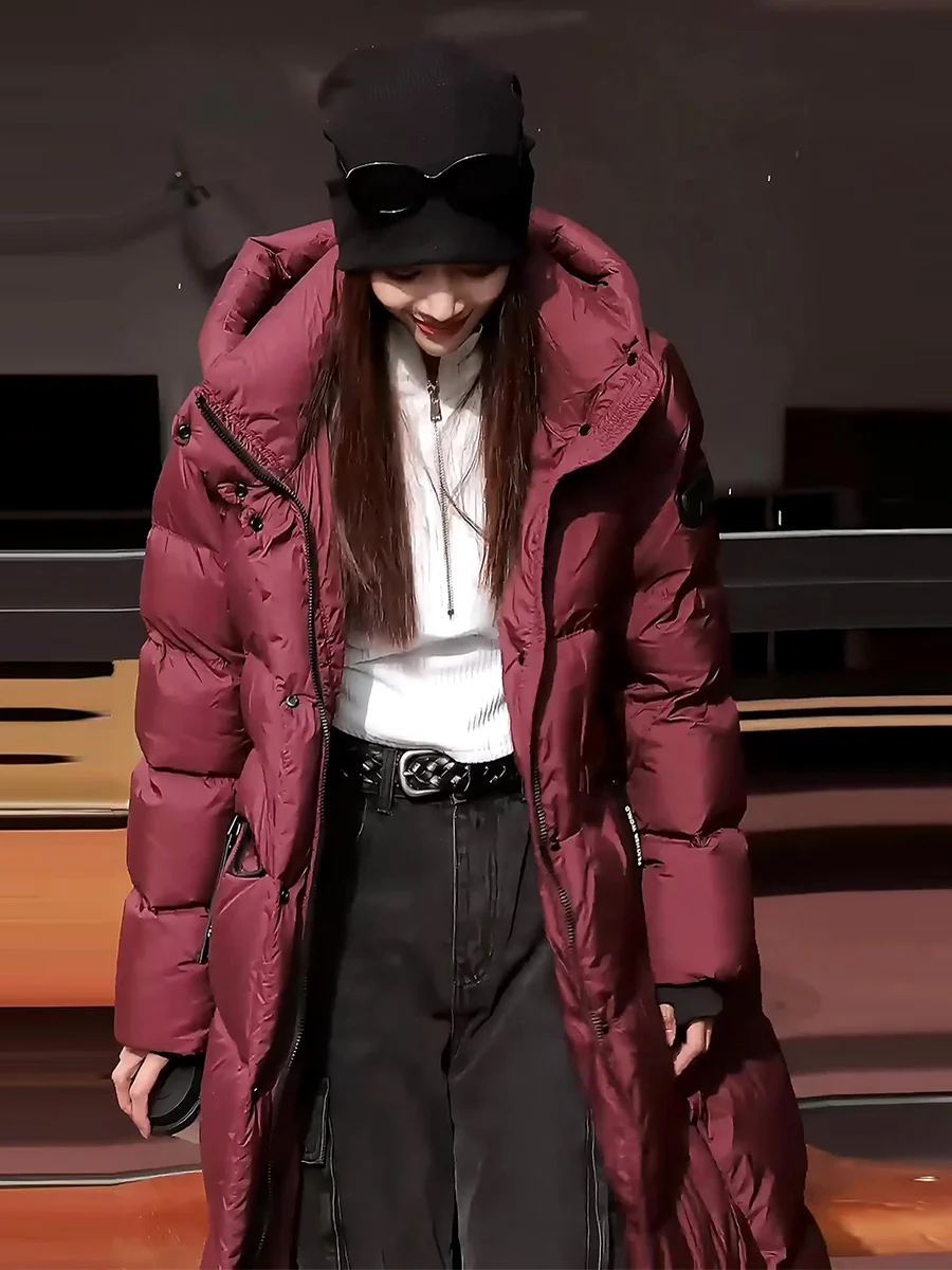 

Design Sensation Quilted Jaet Women's Winter Coat Hooded Mid-Length Stand Collar down Alternative Thiened Commute Sle