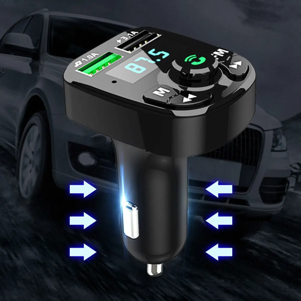 1Pc Samochodowy odtwarzacz MP3 Karta TF Odtwarzanie dysku 3.1A Ładowarka samochodowa USB Zestaw głośnomówiący Bluetooth 5.0 Modulator FM Akcesoria