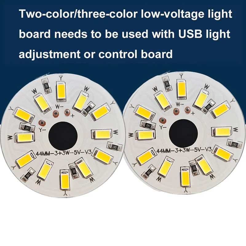 5pcs/lot DC5V LED SMD5730 Light Source Lamp Board Two-Color 3W 44/46mm Round Board  White Warm White for Downlight