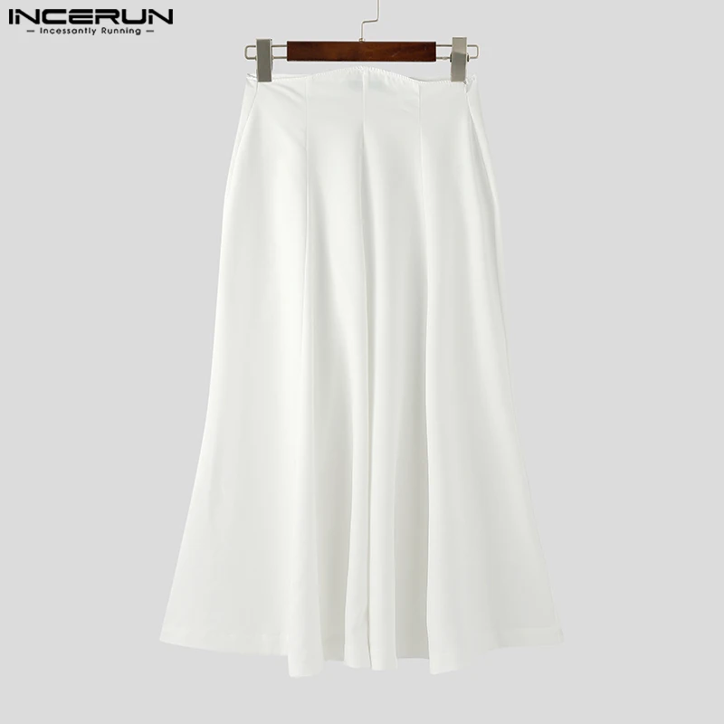 

INCERUN Men Wide Leg Pants Solid High Waist Joggers Loose Casual Trousers Men Streetwear 2025 Fashion Male Long Pants S-5XL