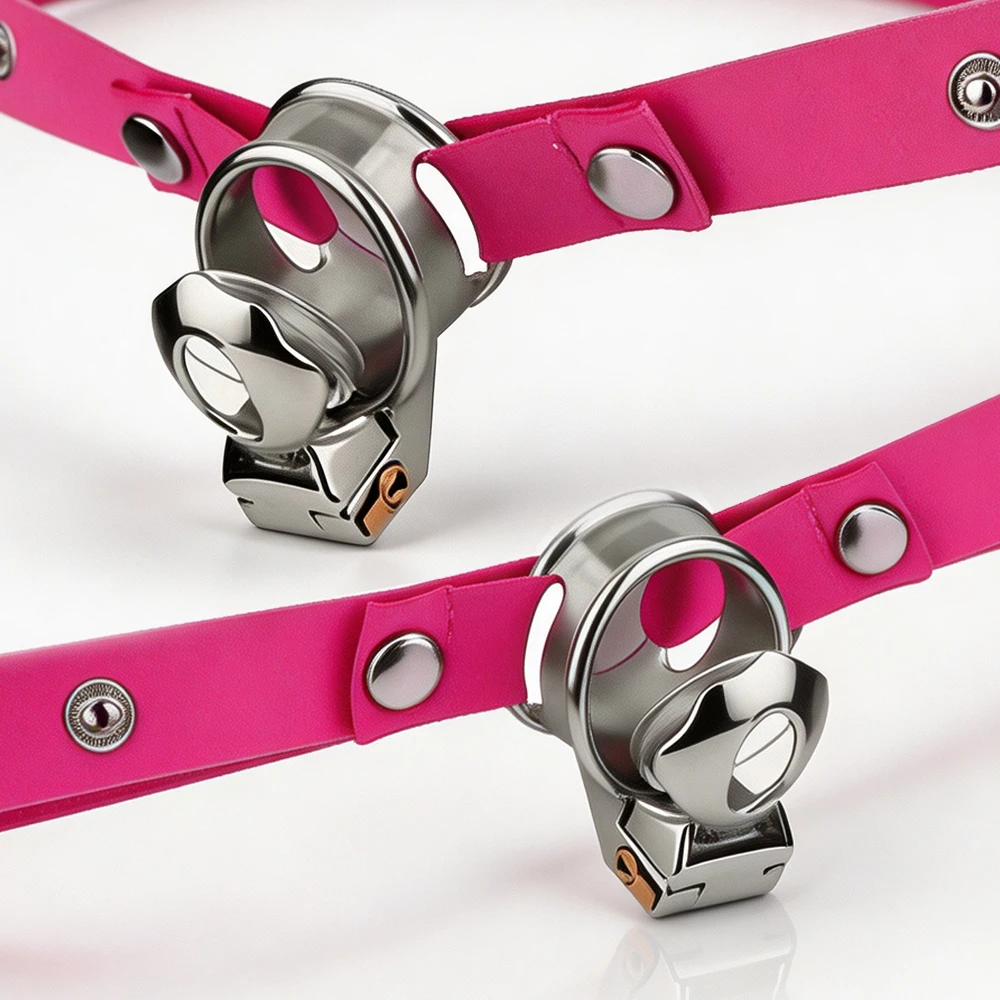 LEZEE Hollow Male Chastity Cage Stainless Steel Breathable Vents Chastity Lock Device Flip‑Type Cock Cages Urethra Locking Ring