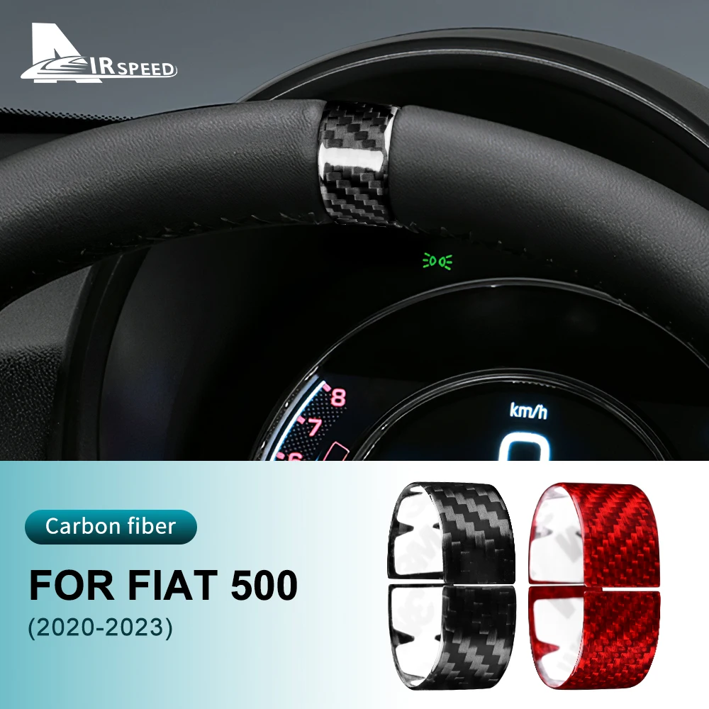 Real Hard Carbon Fiber Sticker Sticker For Fiat 500 Abarth 595 695 2020 2021 2022 2023 Car Steering Wheel Ring Accessories