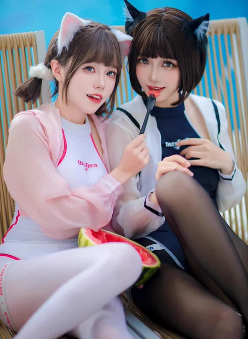 Anime JK Girl Competitive Swimming Japanese School Swimsuit Women High Leg Cut Leotard One-piece UPF Coat Set Cosplay