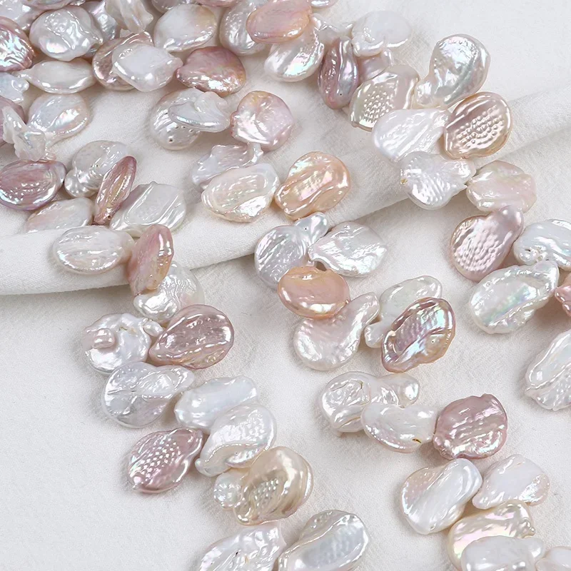 

Jewelry 16-17mm Petals Shape Freshwater Natural Loose Keshi Irregular Freshwater Pearl Top Drilled Strands