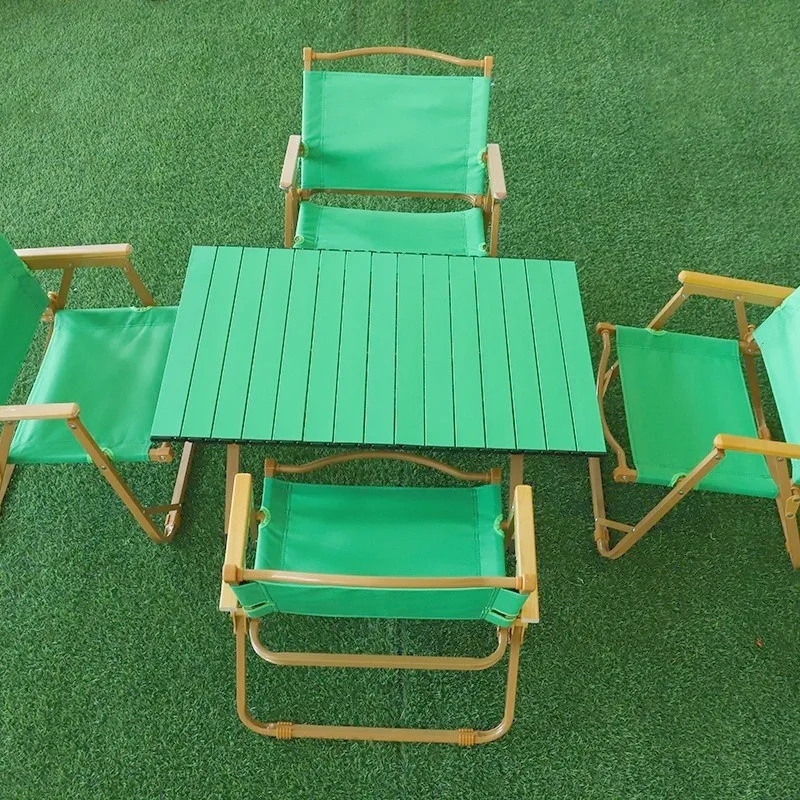 Outdoor camping folding table and chair set portable chair picnic barbecue stall