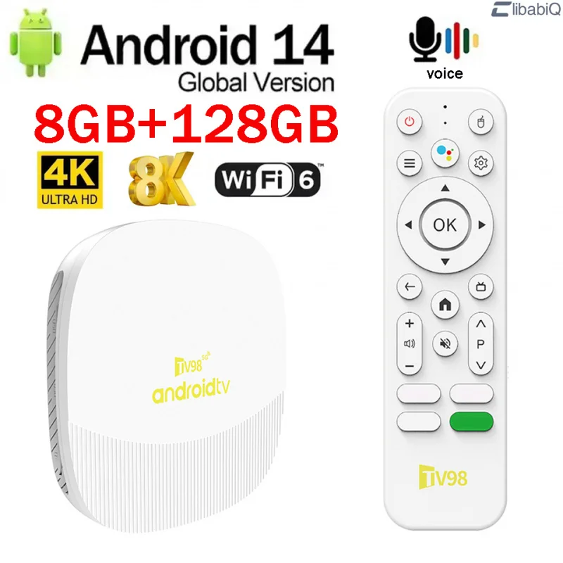 

ТВ-приставка TV98 ATV Max с процессором Allwinner H313, 8 ГБ ОЗУ, 128 ГБ памяти, 4G, 5G, Wi-Fi 6, Bluetooth 5.0, HD 8K, 4K, смарт-медиаплеер с голосовым управлением, Android 14, IPTV