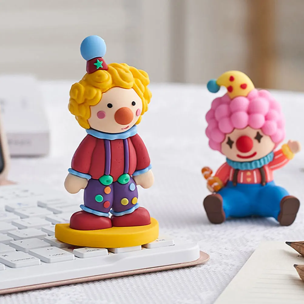 2pcs Lovely Cute Circus Clown Ornament Miniature Figures Resin Action Firgure Dolls Landscape Fairy Garden Decorations Gift