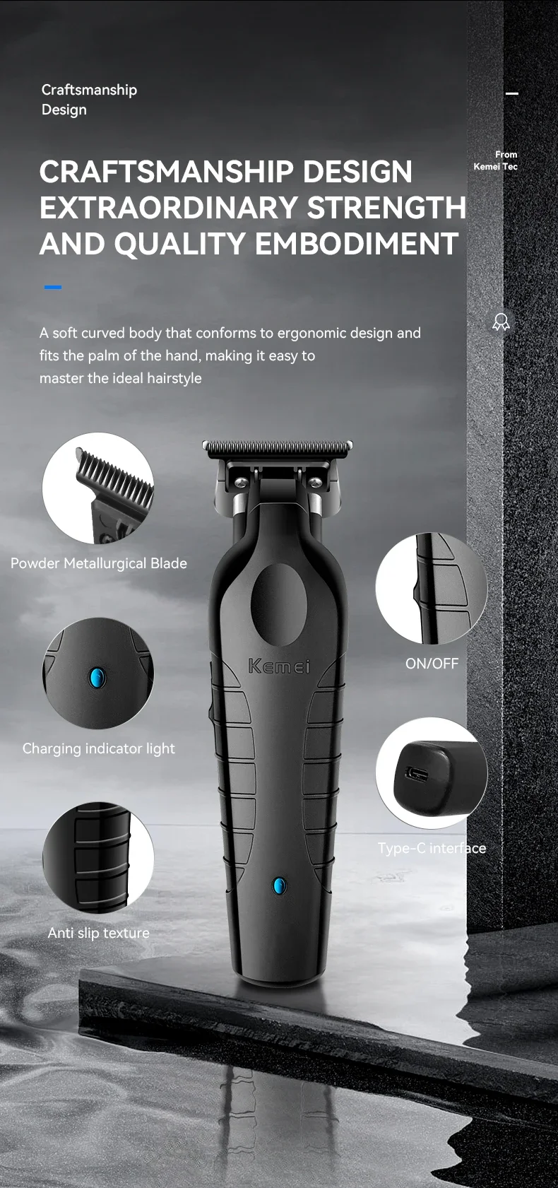 Kemei Haarschneidemaschine Km-2299 Km-1757 Km-TX10 Haarschneidemaschine Lokale Kühlung Professionelle Haarschneidemaschine 0 mm Haarschneidemaschine Set – Detail 6