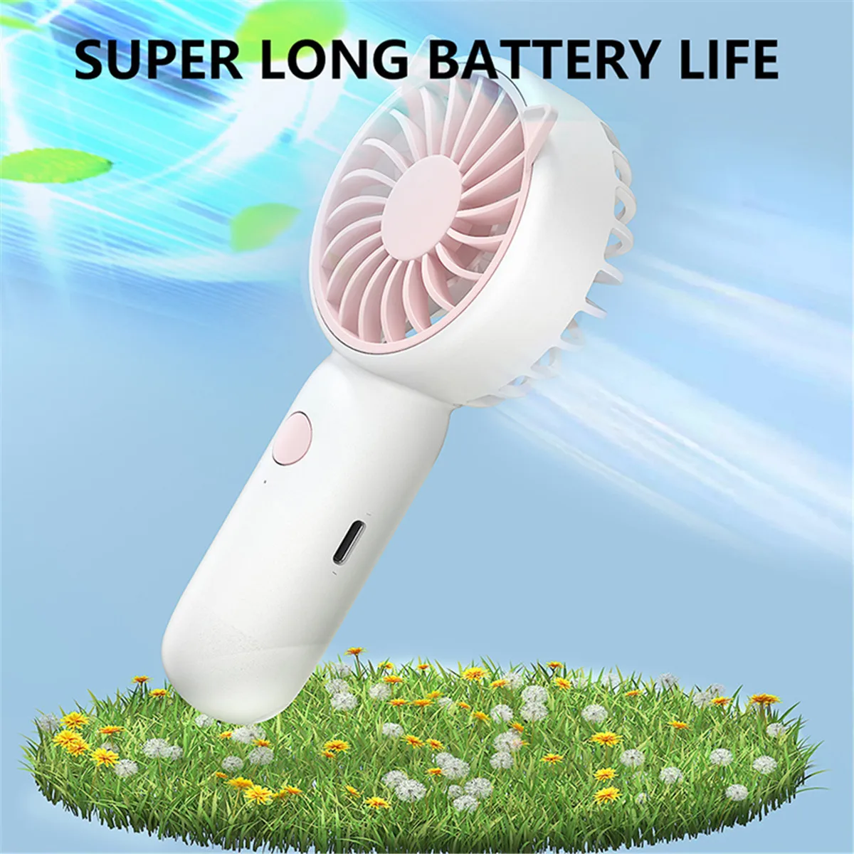 Portable Handheld USB Rechargeable Fan, 3-Speed Adjustment, Mini Size, High Wind Power