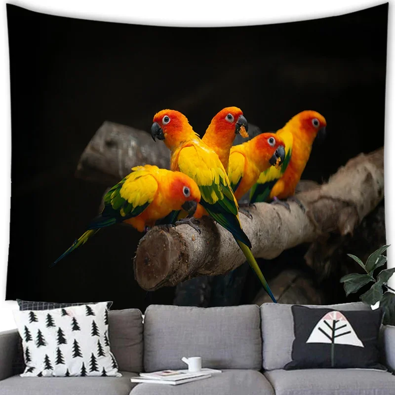 Parrot Tapestry Wall Hanging Blue and Yellow Creative Design Parrot Decoration Wall Hanging Parrot Home Dormitory Living Room