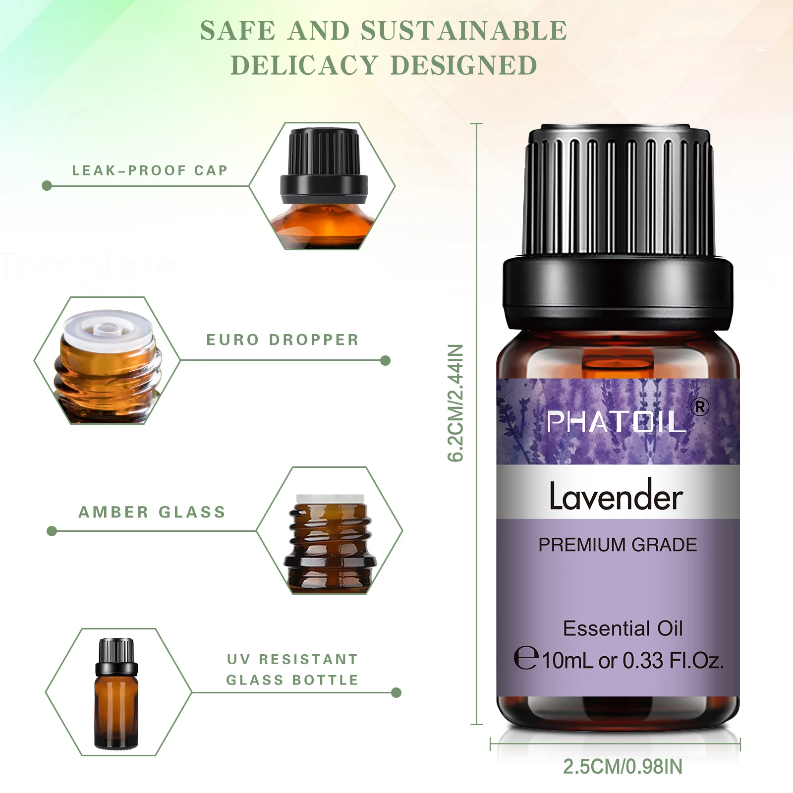 PHATOIL 10ml Pure Essential Oils Plant Aromatherapy Oils for Diffuser,Humidifier Eucalyptus Bergamot Lavender Rose Essential Oil image 5
