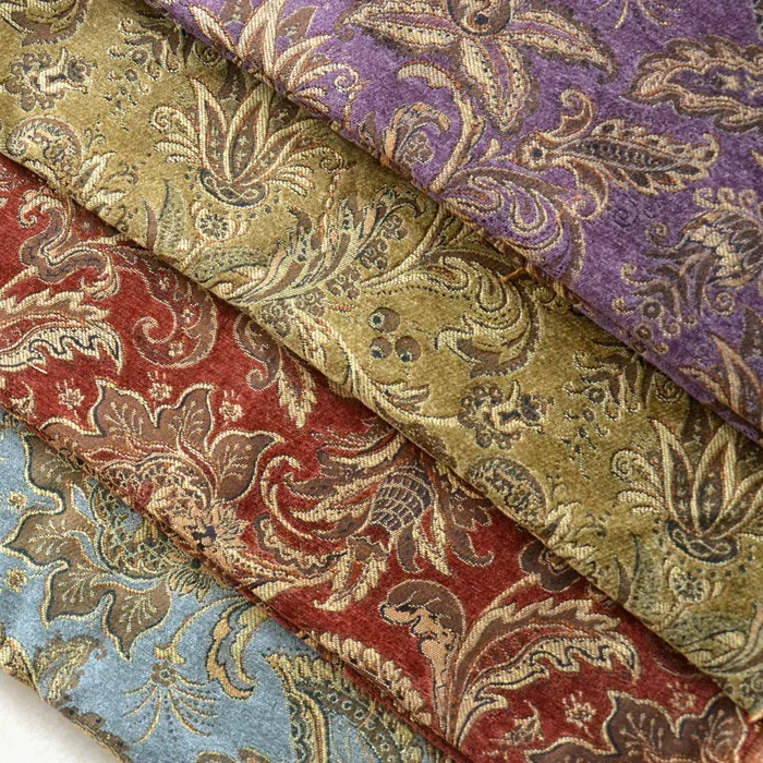 Thick Striped Jacquard Chenille Fabric Polyester By The Meter High-end for Upholstery Sofa Covers Sewing Textile Flower Cloth