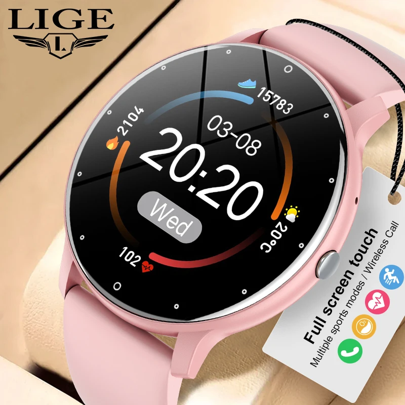 

LIGE Ladies Smart Watch 2024 Bluetooth Call Sport Fitness Blood Oxygen Heart Rate Monitoring Lady Smartwatch Men For IOS Android