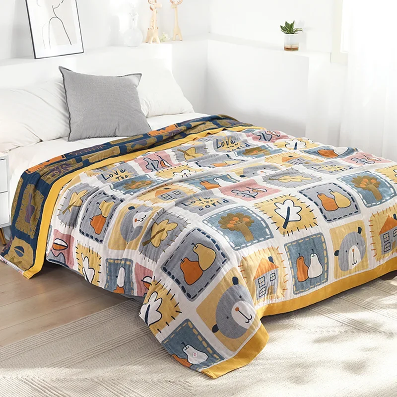 

Cotton Gauze Blanket Queen King Size Bed Linen Jacquard Bed Plaid Stitch Coverlet Home Bedding Bedspread on The Bed Sheet 이불