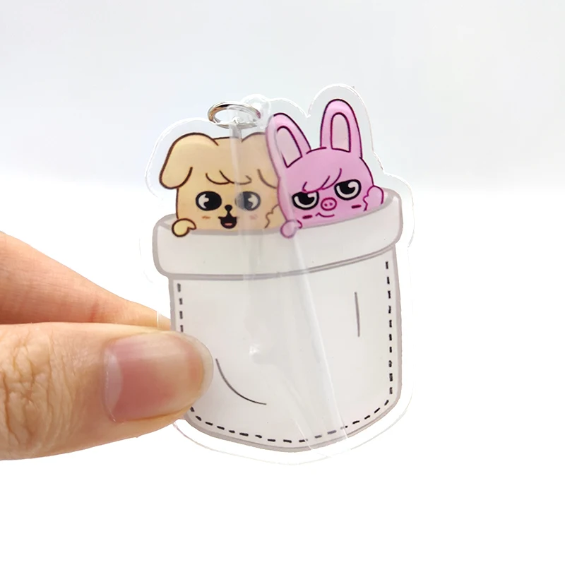 4 قطعة/المجموعة KPOP الاكريليك سلاسل المفاتيح اكسسوارات لطيف حقيبة قلادة للهدايا المشجعين