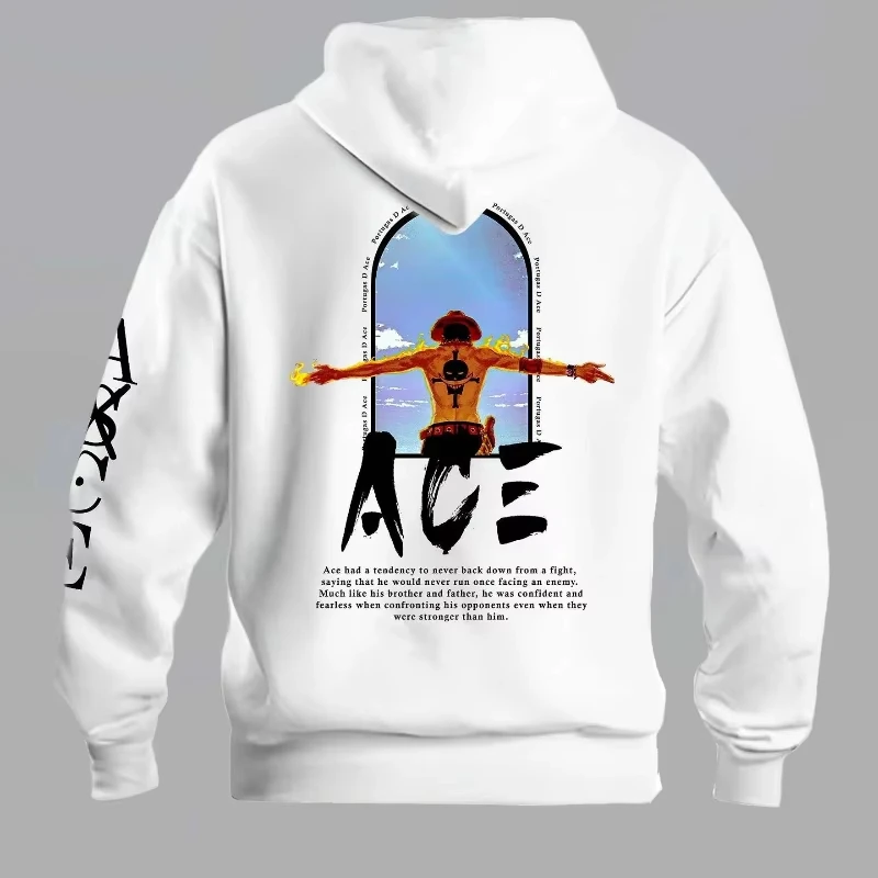 

Bandai authorized ONE PIECE Fire Fist Ace printing hooded pure cotton autumn and winter new men and women of the same style