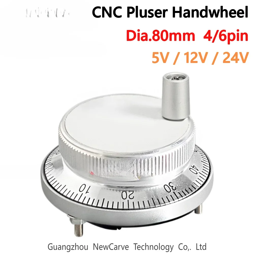 

80mm 5V 12V 24V CNC Pulser Electronic Handwheel 4 6 Pin Pulse 25 100 Manual Pulse Generator Rotary Encoder