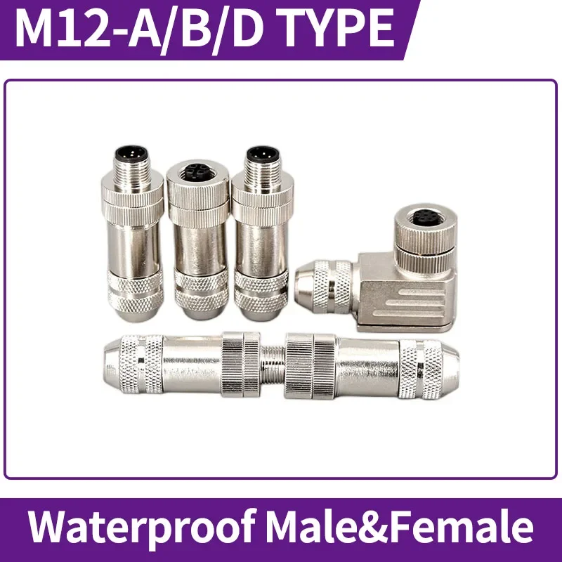 

5/10/20 PCS M12-Type A/B/D Buckle 4/5/6/8/12/17 Pin Male&Female Straight Head Shielded Sensor Aviation Plug&Connector