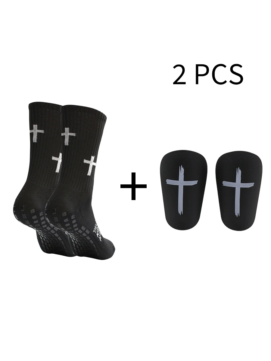 

2 Piece Set Men Women Sports Non-slip Football Socks Comfortable Durable Belt Sports Outdoor Game Sports Baffle Leggguard