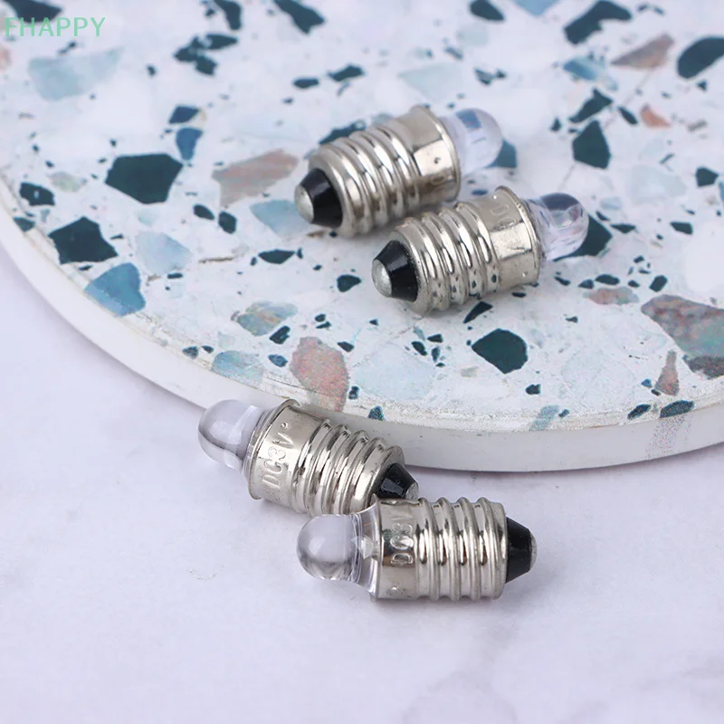 2ชิ้นไฟฉายหลอดไฟ LED E10 DC 3V 6V หลอดไฟแสดงสถานะหลอดไฟเปลี่ยนหลอดไฟจักรยานโคมไฟสีขาวอบอุ่นสีขาว