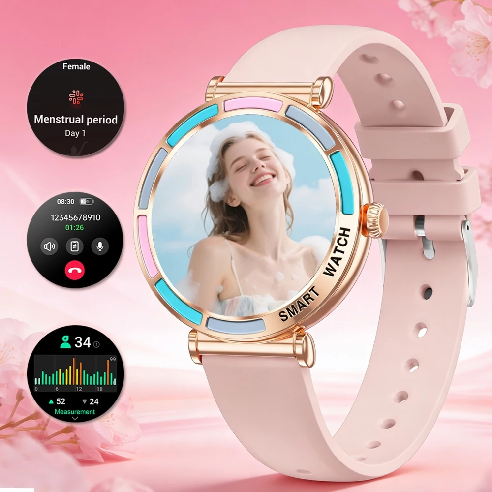 

2026 New Fashion Women Smart Watch 1.27inch Bluetooth Call Waterproof Sports Mode Heart Rate Health Smartwatch For Android & iOS