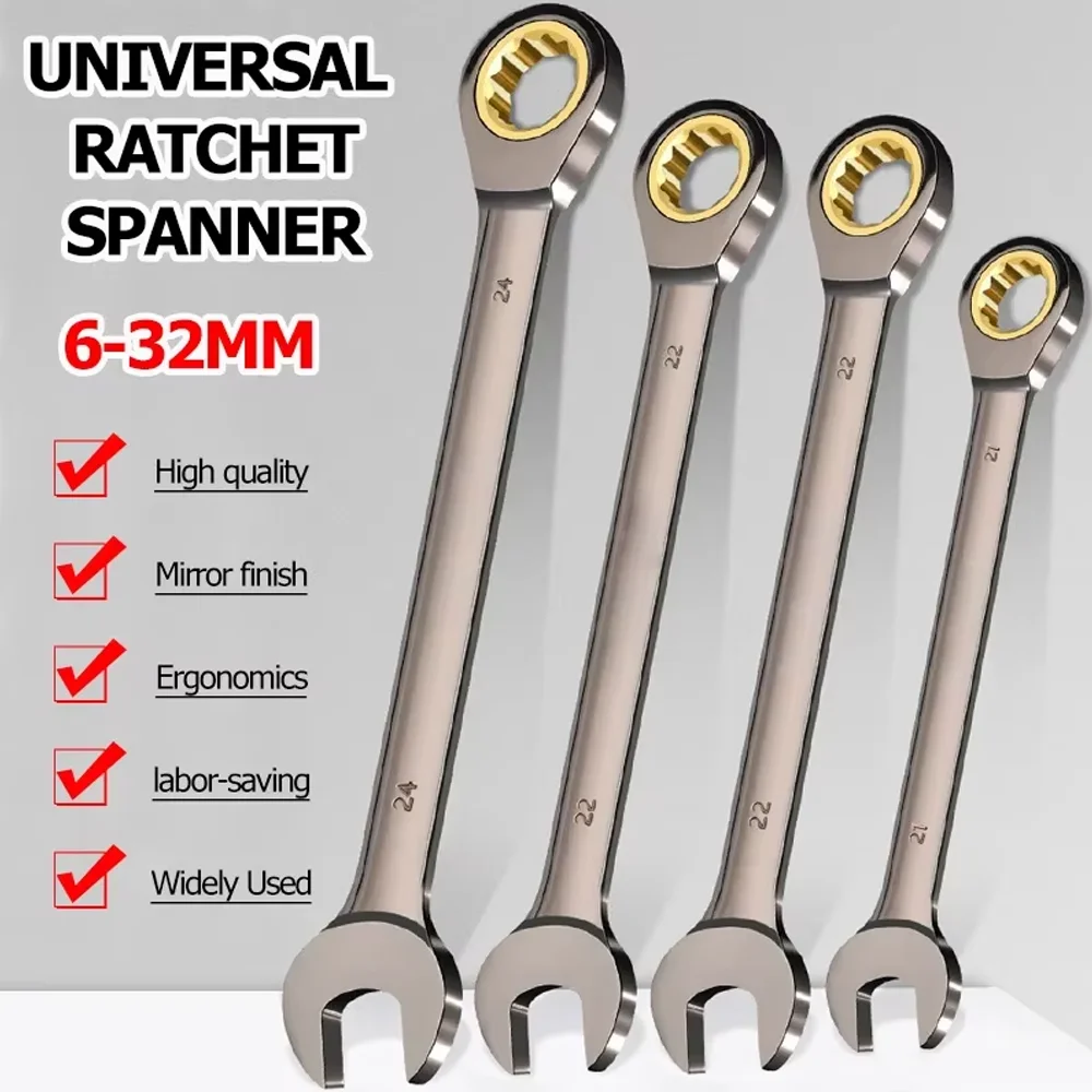 1Pc Universal Torx Wrench Adjustable Torque 6-32mm Ratchet Spanner for Bicycle Motorcycle Car Repair Tools Mechanical Tool