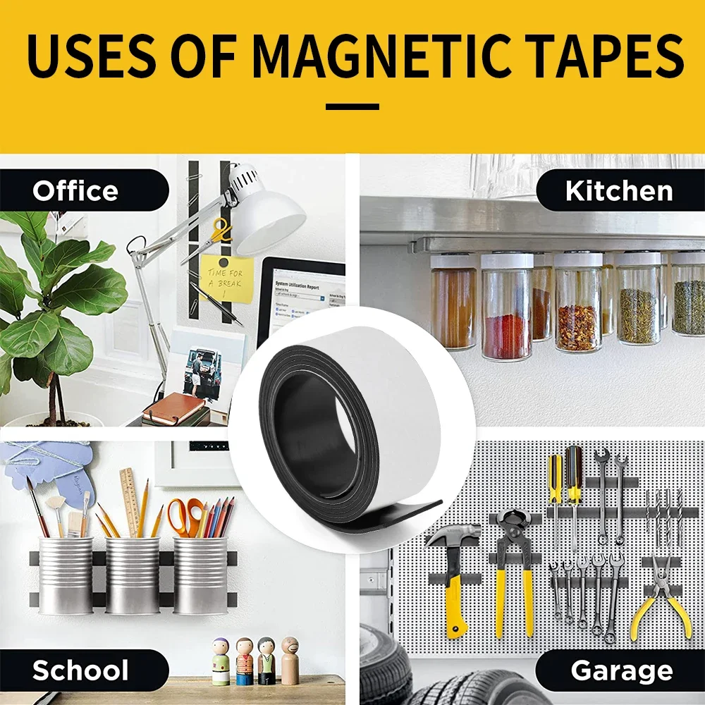 10/15/20/25/30/40/50x1.5mm self adhesive magnetic tape rubber magnetic tape strong flexible magnetic tape