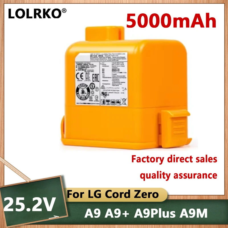 2025Новый сменный аккумулятор для LG Cord Zero A9, A9S, P9, A9K-CORE, A9MAX, A9T-Ultra, A9K-PRO, A9N, A9M, A9 Plus 25,55 В 5000 мАч