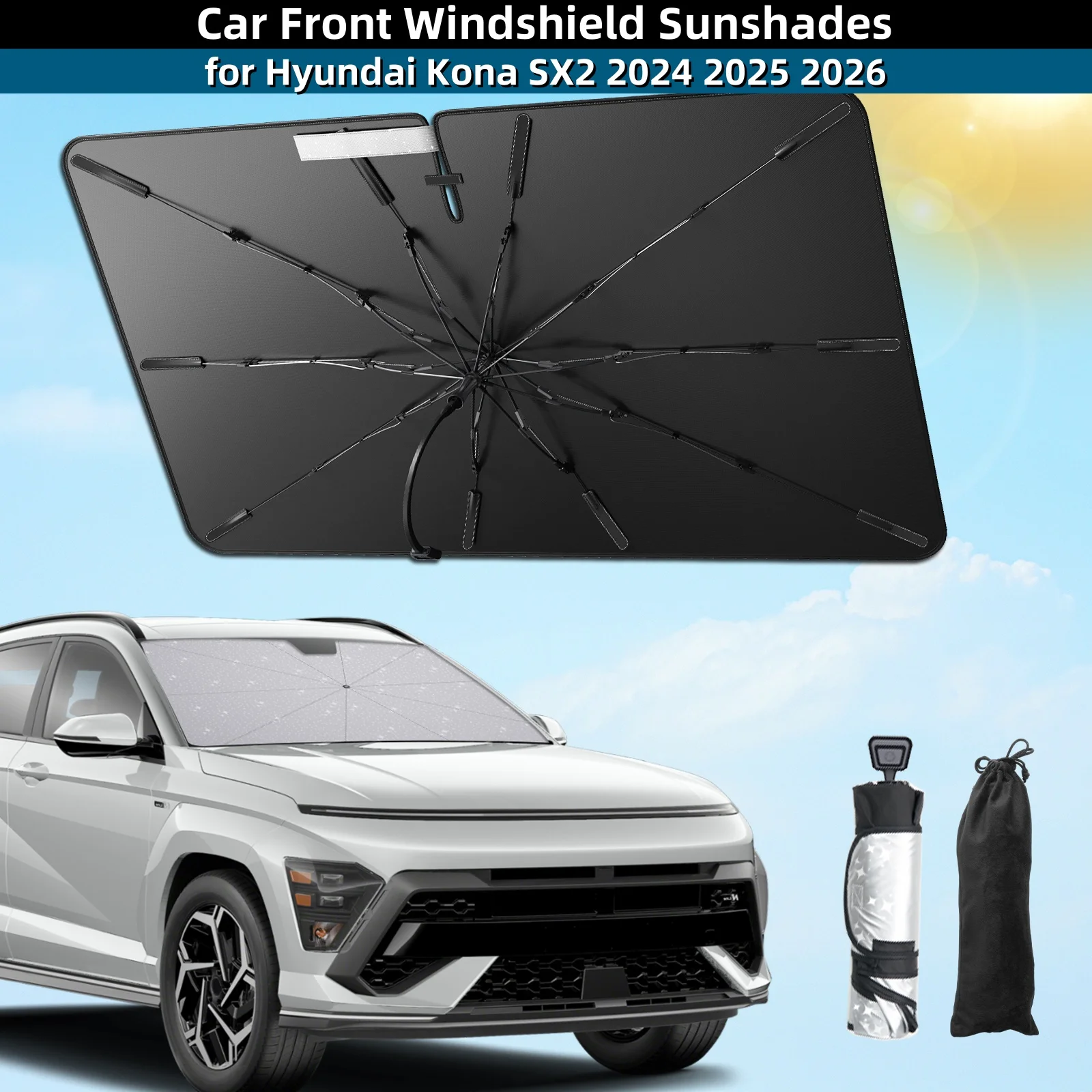

Для Hyundai Kona SX2 2024 2025 2026 автомобильные солнцезащитные козырьки на лобовое стекло авто интерьер Hyundai Kona SX2 2025 аксессуары