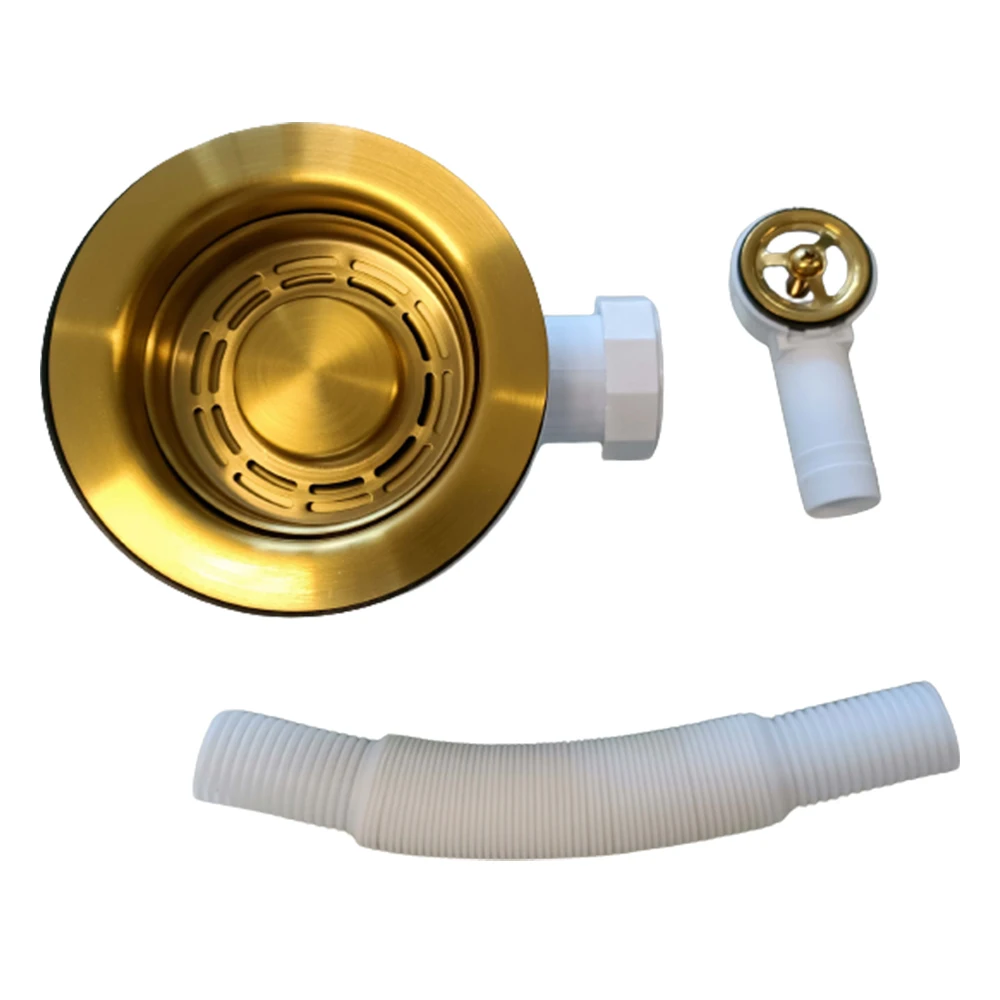 Golden color 304 Stainless Steel kitchen sink strainer waste strainer plug Kitchen Sinks basket with overflow