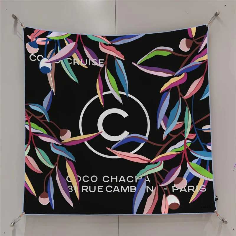 

Квадратный шарф 90 см, ручной работы, прямоугольный кромковый край, европейская и американская универсальная шаль, женский платок из саржи, модный тренд