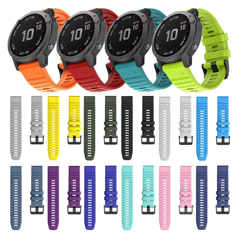 Nice 26 22mm Quick Fit Watchband For Garmin Fenix 6X 6 Pro Watch Silicone Easy Fit Wrist Band Strap For Fenix 5X 5 3 3HR 935 945