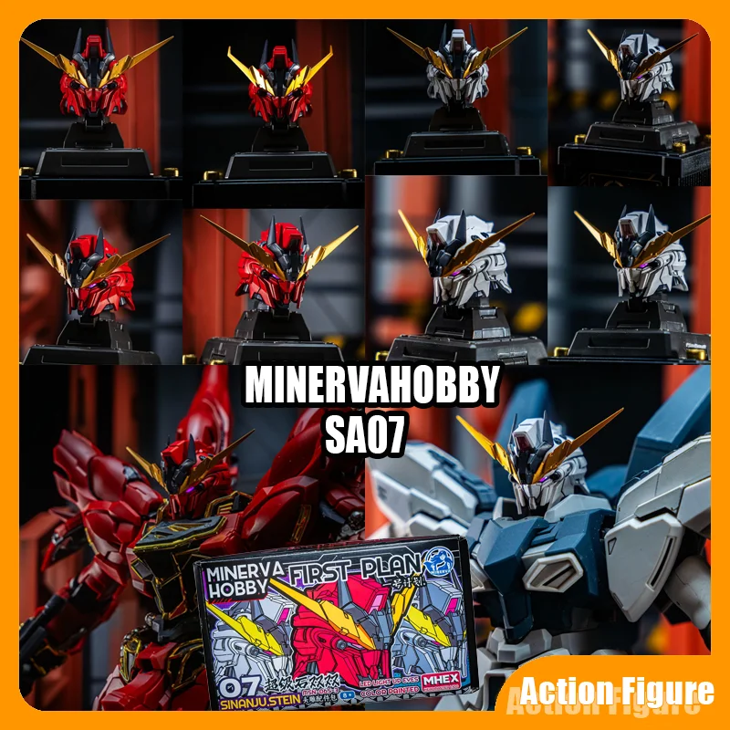 Minerva Hobby MHEX Mechanical Myth Series 1/100, escultura de cabeza para kit de modelo de ensamblaje Sinanju Stein con componentes de luz LED