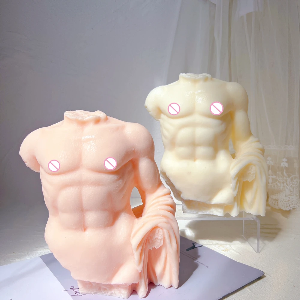 Unique Abdominal Muscle Man's Statue Silicone Mould Greek Roman Home Decor Antique Body Sculpture Male Torso Wax Candle Mold