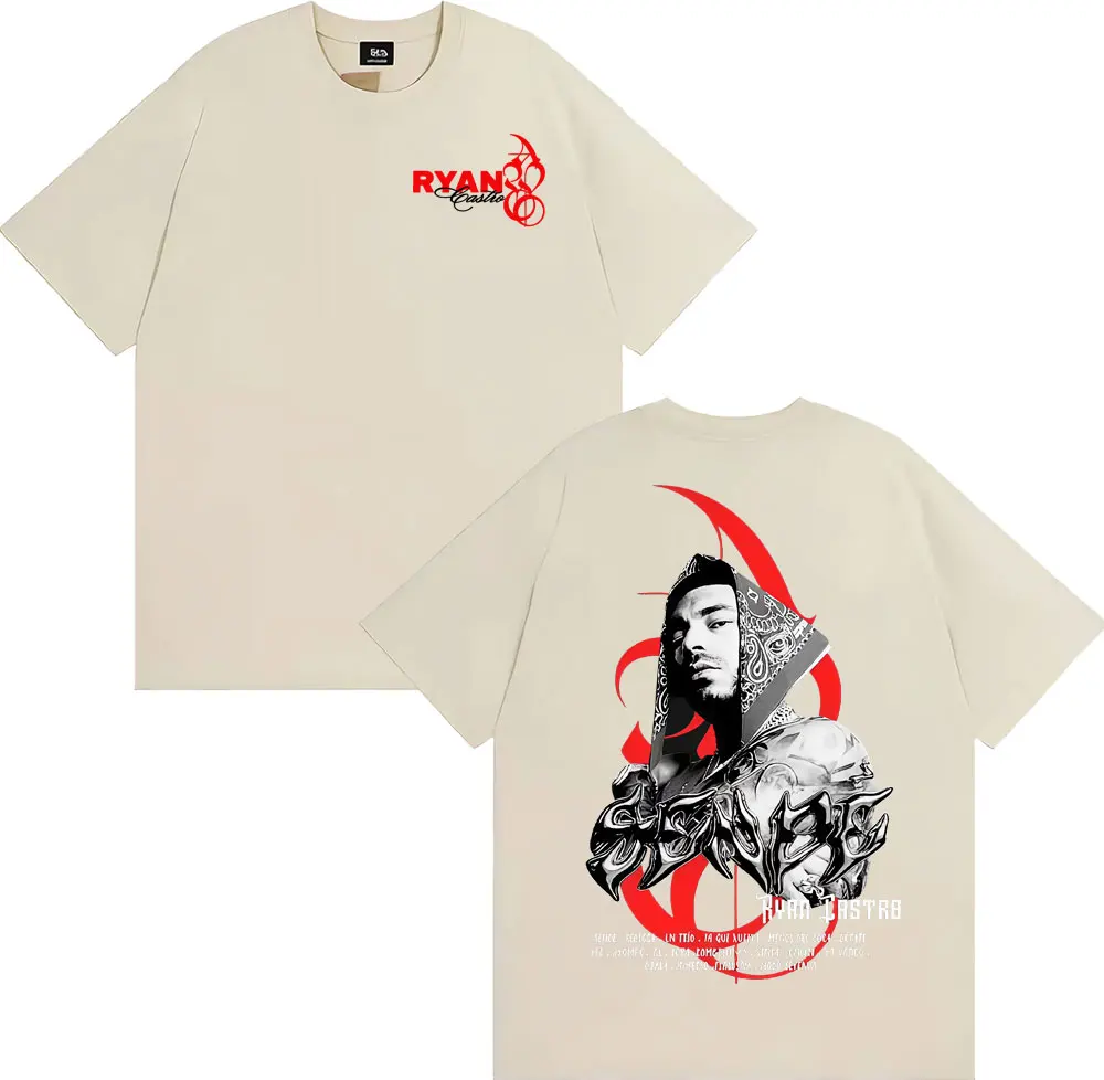 ريان كاسترو ألبوم جديد جولة ميرش تي شيرت للرجال الصيف بلايز عالية الجودة تي شيرت رجل الهيب هوب الشرير المتضخم تي شيرت الشارع الشهير