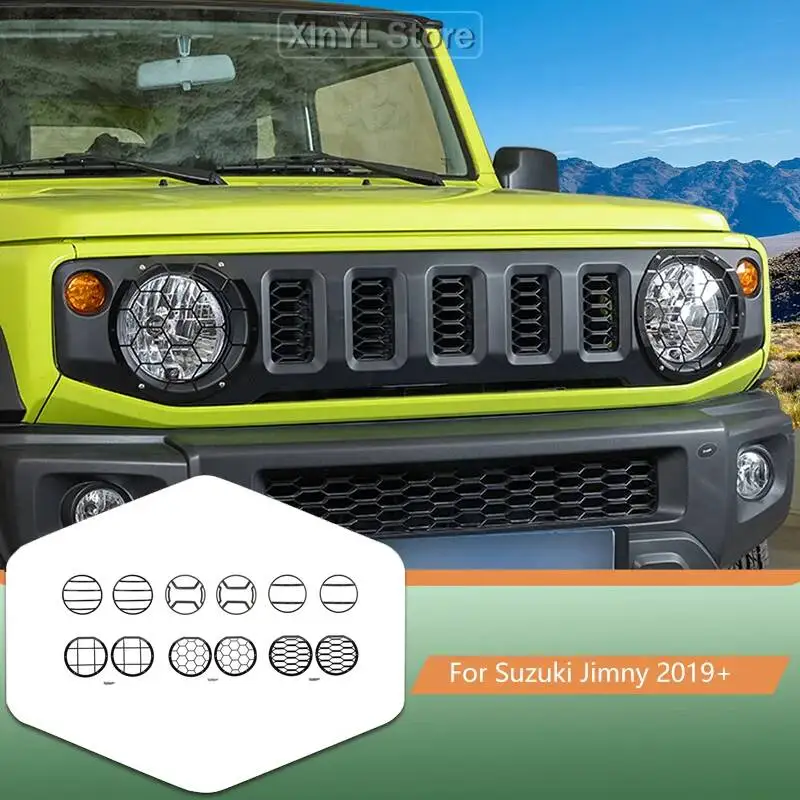 

Car Iron Headlight Protective Cover Trim Suitable For Suzuki Jimny 2019 Up Car Exterior Accessories