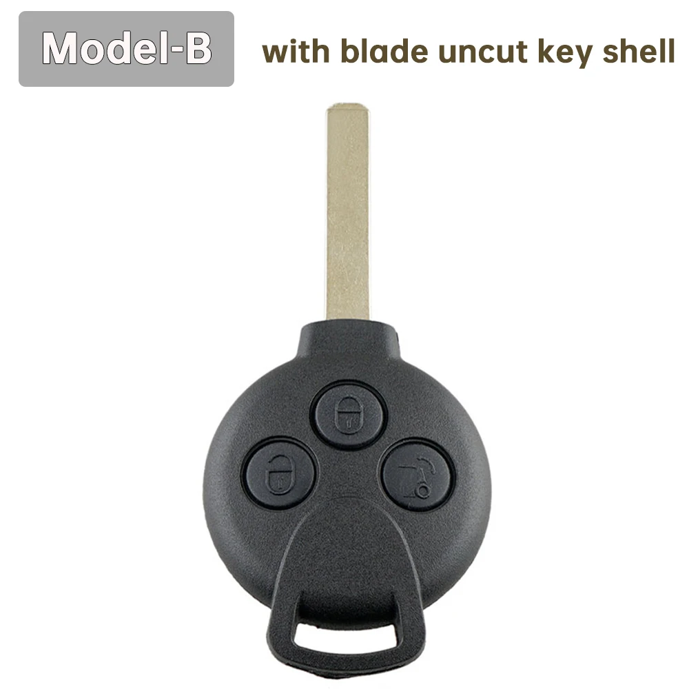 3버튼 자동차 키 쉘 포브 미가공 블랭크 블레이드 칩 없음 리모컨 키 케이스 커버 교체용 포투/메르세데스-벤츠 스마트 호환