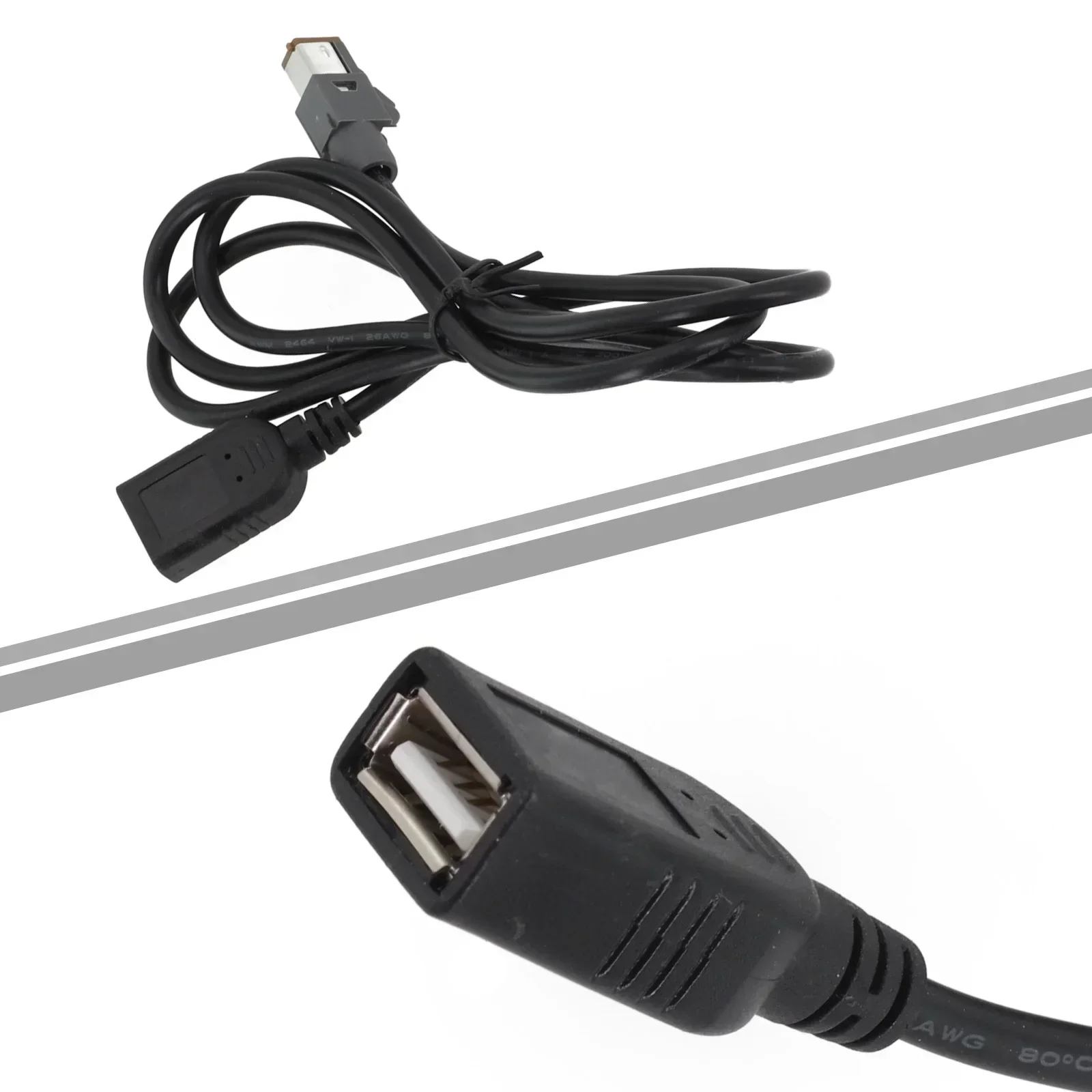 

For Outback For Suzuki For Legacy Car USB Cable Aux Audio Input Car USB Adapter Car USB Cable Car USB Cable ABS Black 100cm