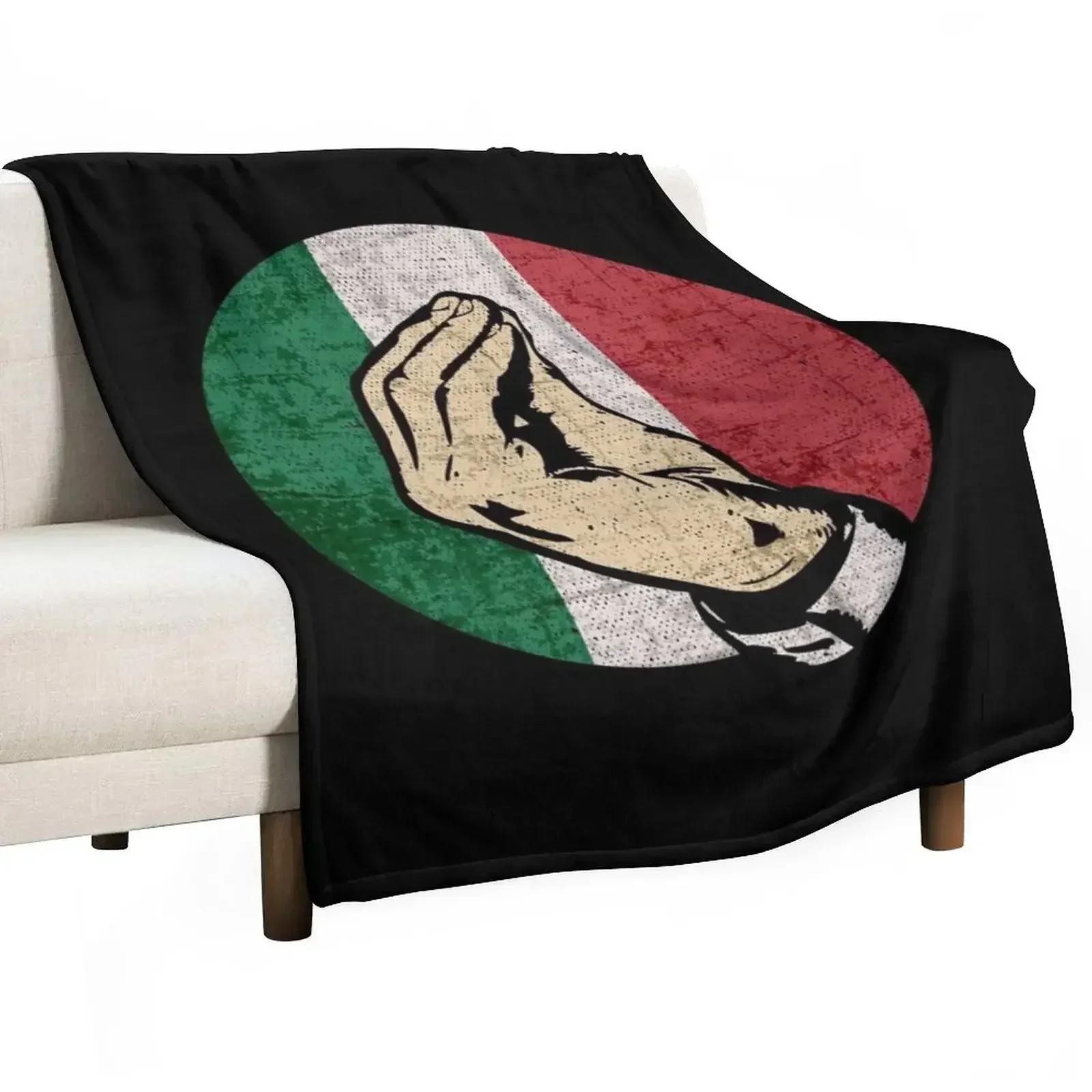 Italian Hand Gesture Sing Language Funny Italy Flag Vintage Throw Blanket For Sofa Thin Hair Blankets