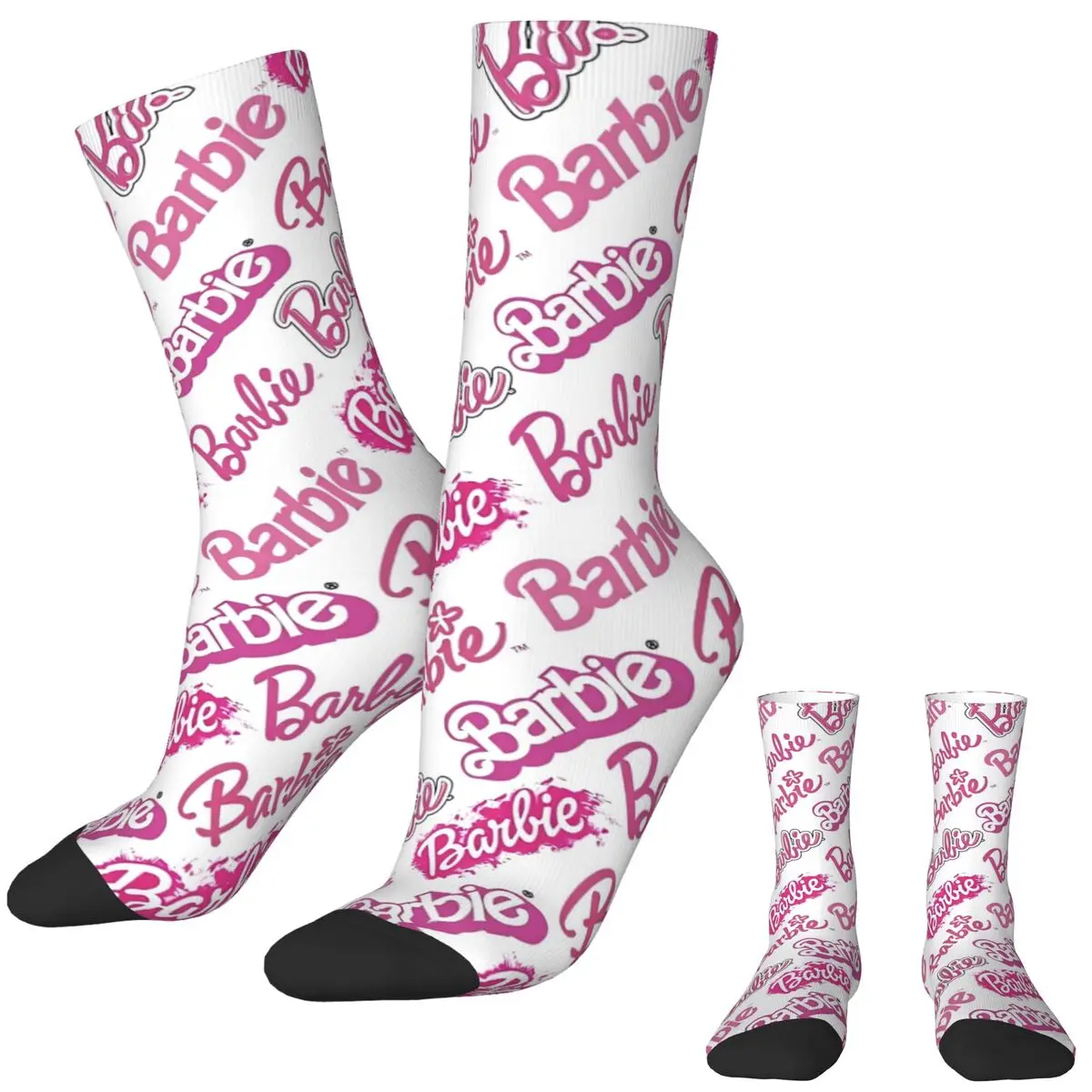 Barbie Logo Stockings Unisex Men Cartoon Kawaii Socks Quality Gothic Socks Winter Climbing Non Slip Pattern Socks Gift