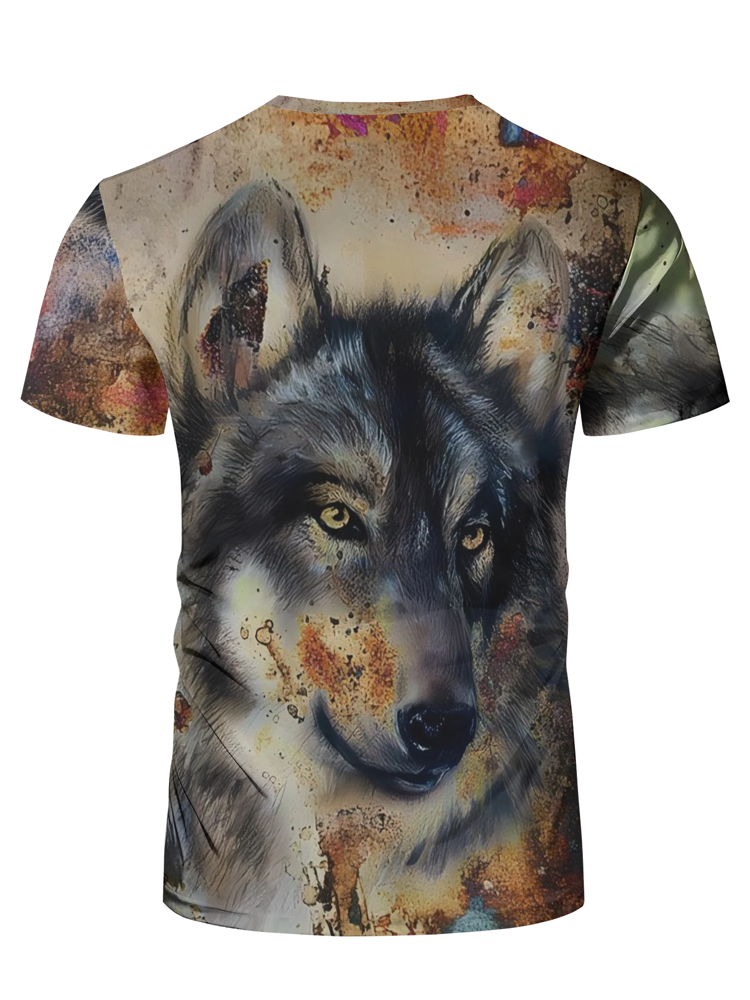 2024 Wolf T Shirt For Mens Animal Print Short Sleeve Top 3D Casual Street Man\'s T-shirt Oversized Tee Shirt Men Vintage Clothing