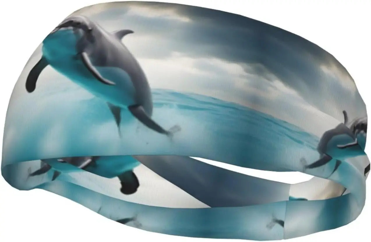 

Wicking Stretchy Funny Dolphin Looking at You Print Athletic Sweatband for Men and Women,Breathable Lightweight Head Wrap