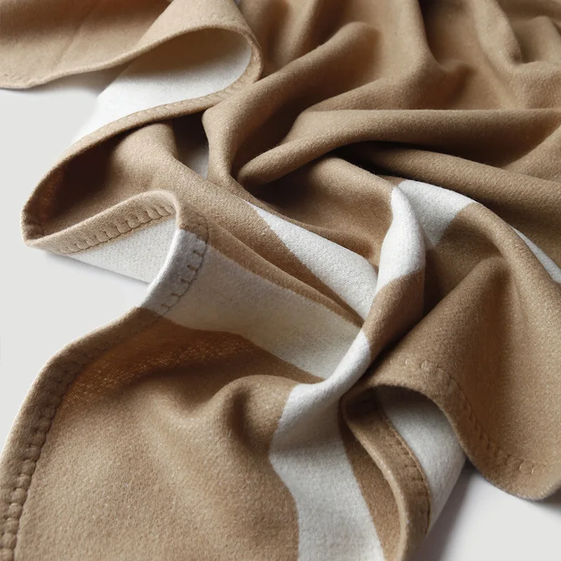 Cross Striped Double Sided Jacquard Wool Blanket Cashmere Blanket Casual Autumn and Winter