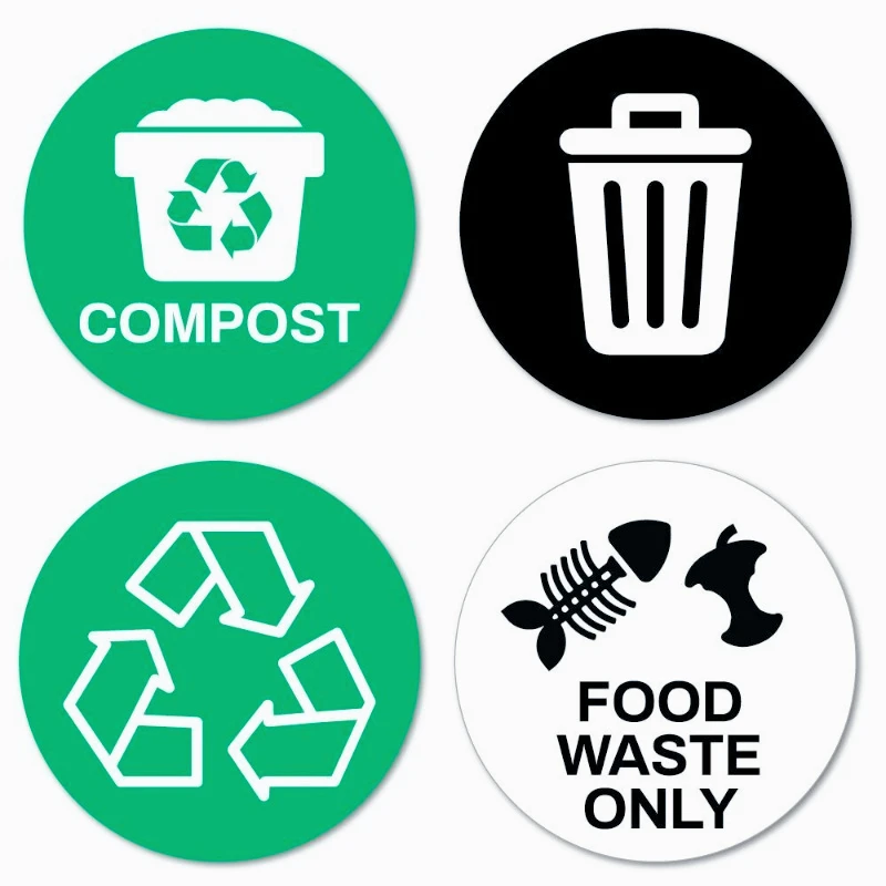 

Car decoration decals 4X Recycle Stickers Food Compost Trash Sticker Decal Window Sign Bin Car Safety 15cm PVC KK