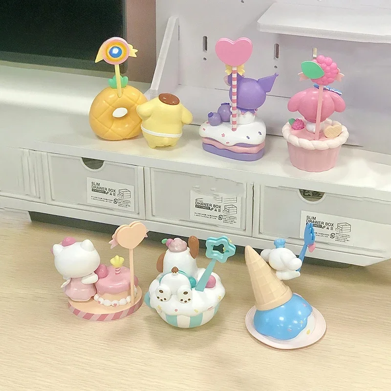 

Sanrio Dessert Note Holder Blind Box Toys Cute Figure Cinnamoroll Kuromi Hello Kitty Doll Model Toys Collect Desk Ornaments