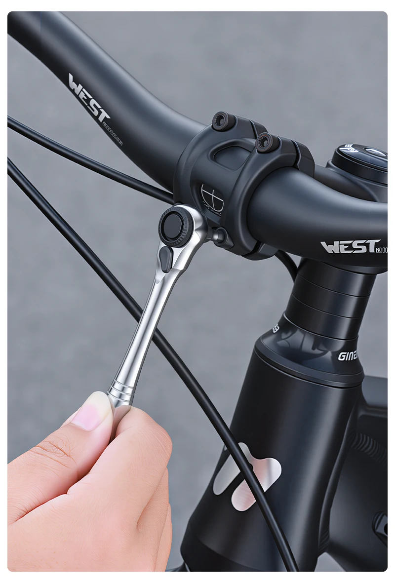 WEST BIKING Fahrradwerkzeug-Set mit Ratschenschlüssel, S2-Legierungsstahl-Bits, tragbares Fahrrad-Reparaturset mit magnetischer Verlängerungsstange – Detail 12