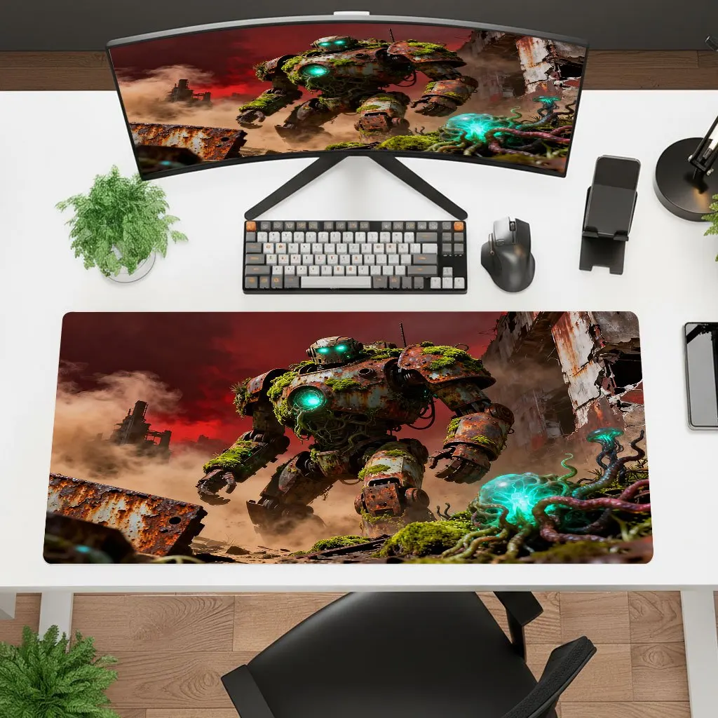 Brand Iron Art Mouse Pad Post-Apocalyptic Vine-Man Robot Non-Slip Rubber Washable High-Res Office Laptop Gaming