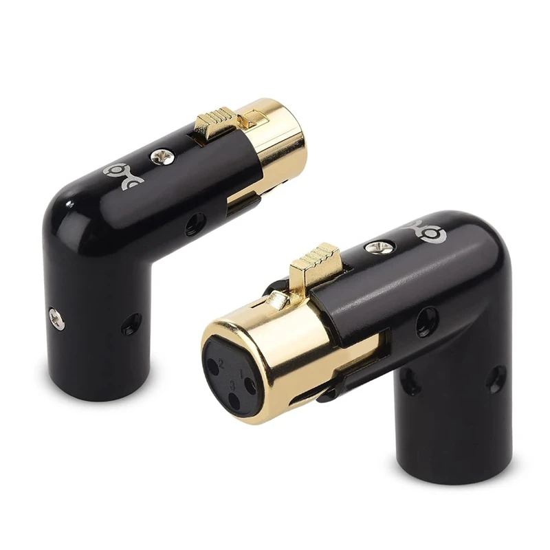 2PCS Audio Adapter Plug Adjustable Male To Female Right Angle XLR Adapter 3Pin Black (XLR 90 Degree Adapter)