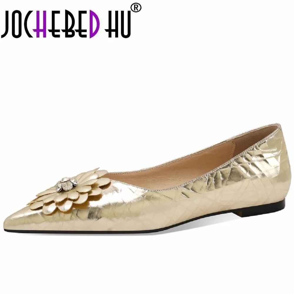 

【JOCHEBED HU】New Fashion Brand Crystal with Genuine Leather Pumps Sexy Block Heels leisure time Banquet Shoes 33-43