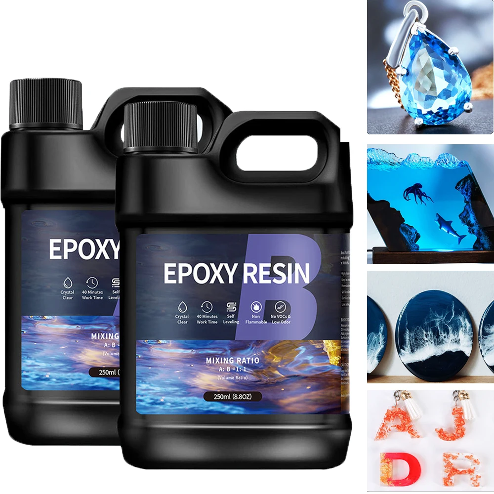 500/1000ml DIY Resin Epoxy 1:1 AB Resin Epoxy Glue High Adhesive Hardener Crystal Glue Jewelry Making Transparent Mixed Clear